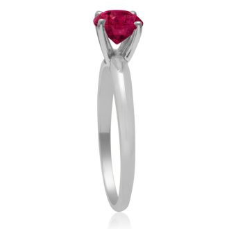 1 Carat Ruby Solitaire Engagement Ring In 14 Karat White Gold