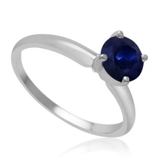 1 Carat Sapphire Solitaire Engagement Ring In 14 Karat White Gold