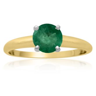 1 Carat Emerald Solitaire Engagement Ring In 14 Karat Yellow Gold
