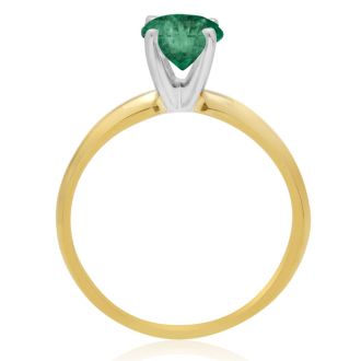 1 Carat Emerald Solitaire Engagement Ring In 14 Karat Yellow Gold