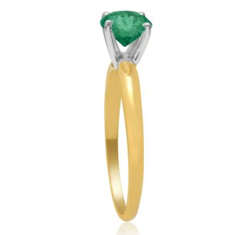 1 Carat Emerald Solitaire Engagement Ring In 14 Karat Yellow Gold