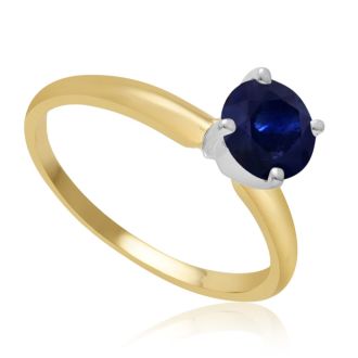 1 Carat Sapphire Solitaire Engagement Ring In 14 Karat Yellow Gold
