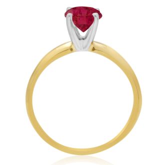 1 Carat Ruby Solitaire Engagement Ring In 14 Karat Yellow Gold