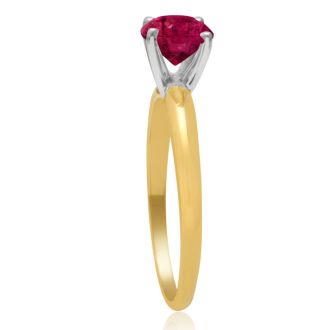 1 Carat Ruby Solitaire Engagement Ring In 14 Karat Yellow Gold