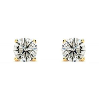 1 Carat Diamond Stud Earrings In 14 Karat Yellow Gold