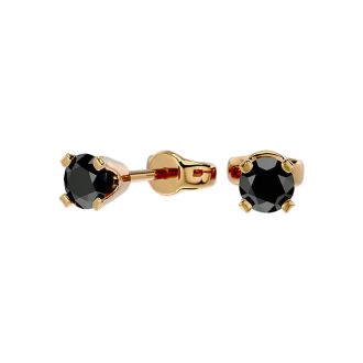 1/10ct Black Diamond Stud Earrings in Yellow Gold
