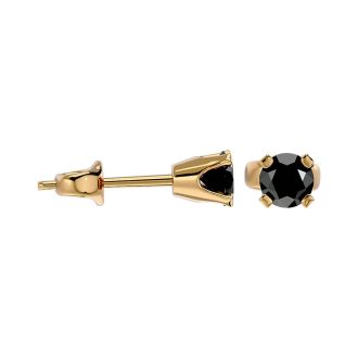 1/10ct Black Diamond Stud Earrings in Yellow Gold