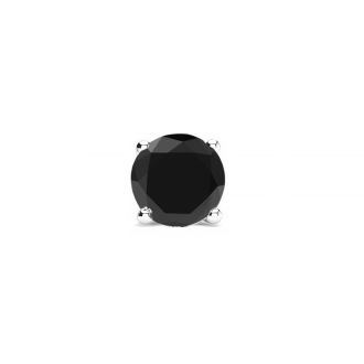 1/8ct Black Single Diamond Stud Earring in 14k White Gold