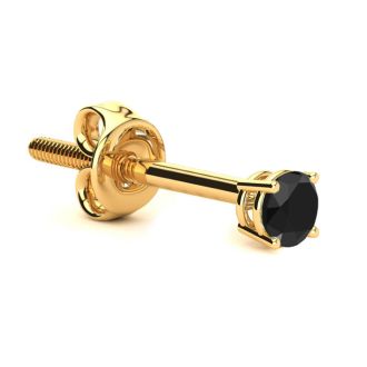 1/6ct Black Single Diamond Stud Earring in 14k Yellow Gold