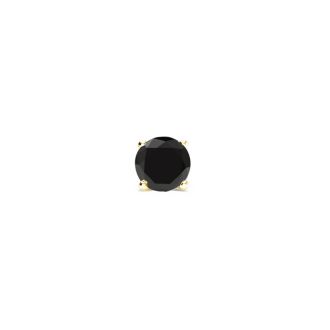 3/4ct Black Single Diamond Stud Earring in 14k Yellow Gold