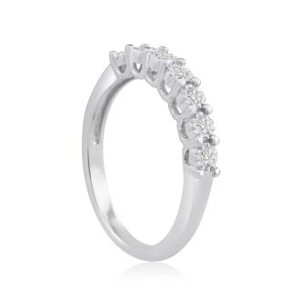 1/10 Carat Diamond Band With U Prongs in Sterling Silver