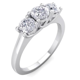 1 Carat Three Diamond Ring In Solid White Gold. Fiery Near Colorless Diamonds. Lowest Price Even On This Beautiful Ring!