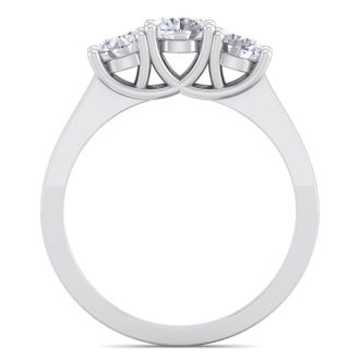 1 Carat Three Diamond Ring In Solid White Gold. Fiery Near Colorless Diamonds. Lowest Price Even On This Beautiful Ring!