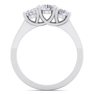 1 Carat Three Diamond Ring In 14 Karat White Gold.  Super Amazing Value!!!