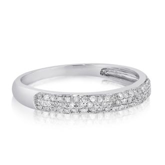 Previously Owned 1/4 Carat Micro Pave Diamond Wedding Band in 14 Karat White Gold, Size 5.5