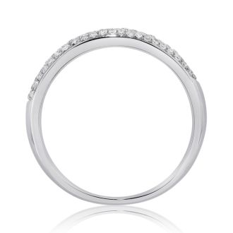 Previously Owned 1/4 Carat Micro Pave Diamond Wedding Band in 14 Karat White Gold, Size 5.5
