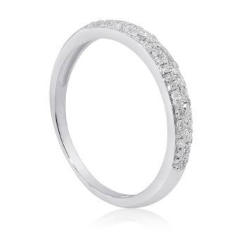 Previously Owned 1/4 Carat Micro Pave Diamond Wedding Band in 14 Karat White Gold, Size 7.5