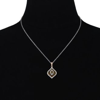 1/2ct Champagne and White Diamond Swirl Necklace In 14 Karat Rose Gold Plated 925 Silver
