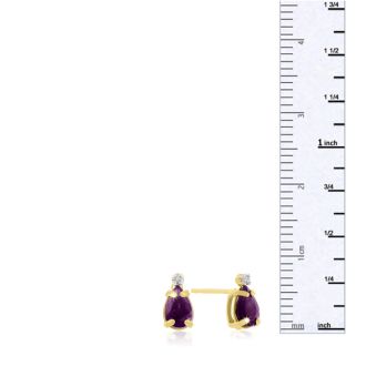 1 1/4ct Pear Amethyst and Diamond Earrings in 14k Yellow Gold