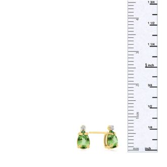1 1/4ct Pear Peridot and Diamond Earrings in 14k Yellow Gold