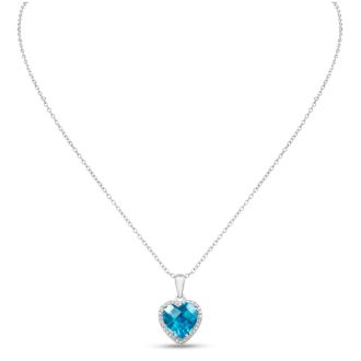 Melina Jewelry Ocean Heart Cut White Fine Clear Topaz Pendant Necklace Chain 