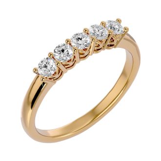 1/2 Carat Five Diamond Wedding Band In Yellow Gold