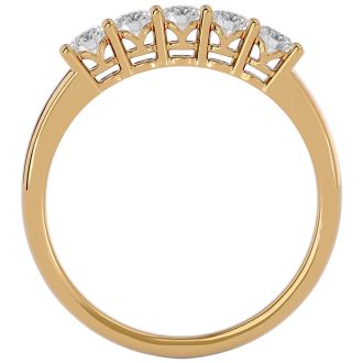 1/2 Carat Five Diamond Wedding Band In Yellow Gold