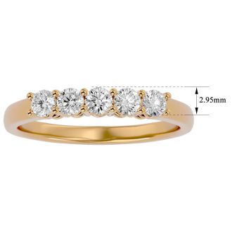 1/2 Carat Five Diamond Wedding Band In Yellow Gold