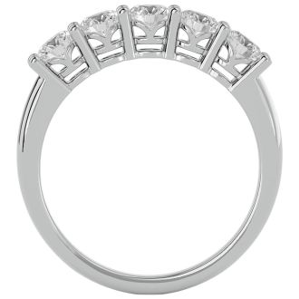 1 Carat Five Diamond Wedding Band In White Gold. Very Popular Diamond Band In Solid Gold!