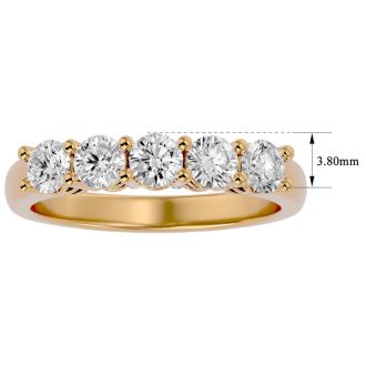 1 Carat Five Diamond Wedding Band In Yellow Gold. Very Popular Diamond Band In Solid Gold!