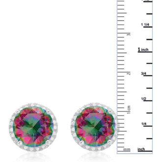 7 Carat Mystic Topaz Halo Earrings