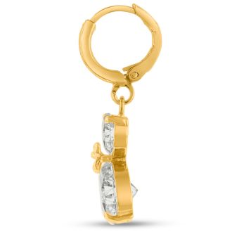 Elegant Swarovski Elements Crystal Hoop Earrings In Yellow Gold Overlay, 1 Inch