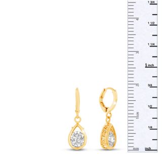 Swarovski Elements Crystal Pear Shape Drop Earrings In Yellow Gold Overlay, 3/4 Inch