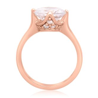 3 Carat Crystal Rotated Prong Engagement Ring, Rose Gold Overlay