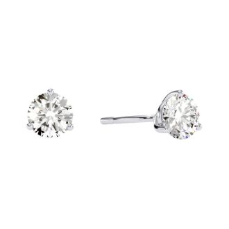 1/2 Carat Round Diamond Stud Earrings in 14 Karat White Gold with Martini Setting