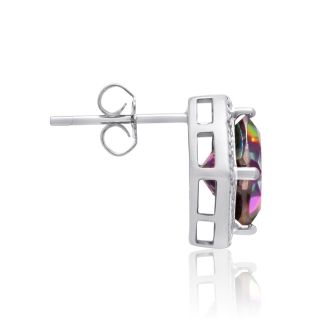 3 3/4 Carat Cushion Mystic Topaz & Diamond Earrings