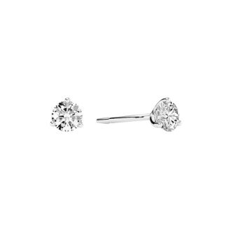 1/4 Carat Natural Genuine Diamond Stud Earrings In Martini Setting, 14 Karat White Gold