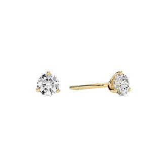 1/3 Carat Natural Genuine Diamond Stud Earrings In Martini Setting, 14 Karat Yellow Gold