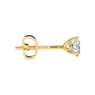 1/3 Carat Natural Genuine Diamond Stud Earrings In Martini Setting, 14 Karat Yellow Gold
