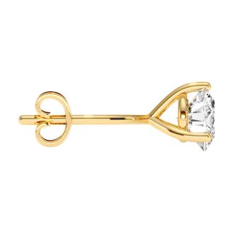 1/2 Carat Natural Genuine Diamond Stud Earrings In Martini Setting, 14 Karat Yellow Gold