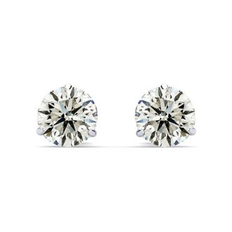 1 Carat Diamond Stud Earrings In Martini Setting, 14 Karat White Gold