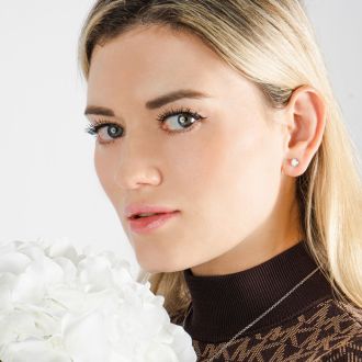 1 Carat Diamond Stud Earrings In Martini Setting, 14 Karat White Gold