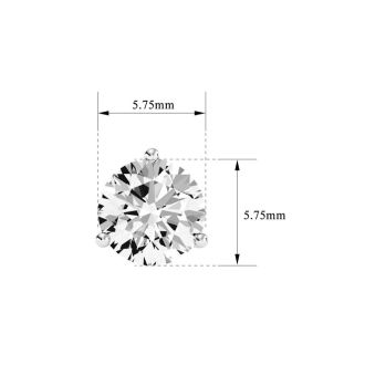 1 1/2 Carat Diamond Stud Earrings In Martini Setting 14 Karat White Gold