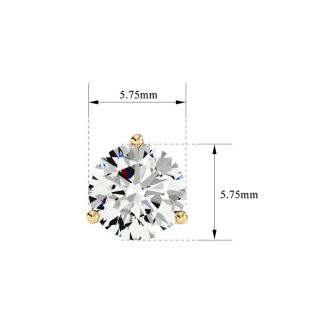 1 1/2 Carat Natural Genuine Diamond Stud Earrings In Martini Setting 14 Karat Yellow Gold
