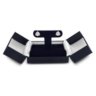 1 1/2 Carat Natural Genuine Diamond Stud Earrings In Martini Setting 14 Karat Yellow Gold