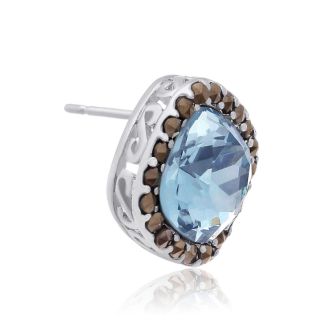 Aquamarine Earrings: Aquamarine Jewelry: 4ct Crystal Aquamarine and Marcasite Earrings
