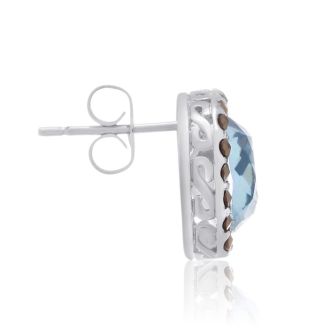 Aquamarine Earrings: Aquamarine Jewelry: 4ct Crystal Aquamarine and Marcasite Earrings
