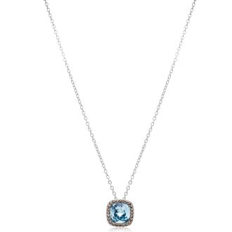 Aquamarine Necklace: Aquamarine Jewelry: 4ct Crystal Aquamarine and Marcasite Necklace
