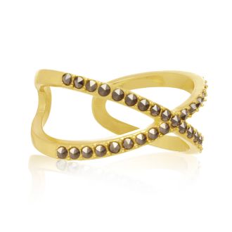 Yellow Gold Marcasite X Ring