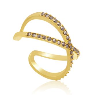 Yellow Gold Marcasite X Ring